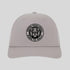 Gray cap with black pickleball logo on a light gray background